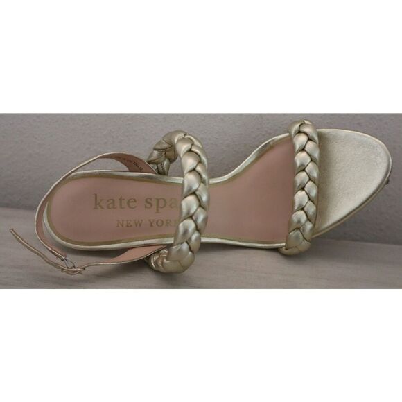 Kate Spade Womens 8.5B Pale Gold Saffron Metallic Leather Slingback Sandals - Picture 6 of 15